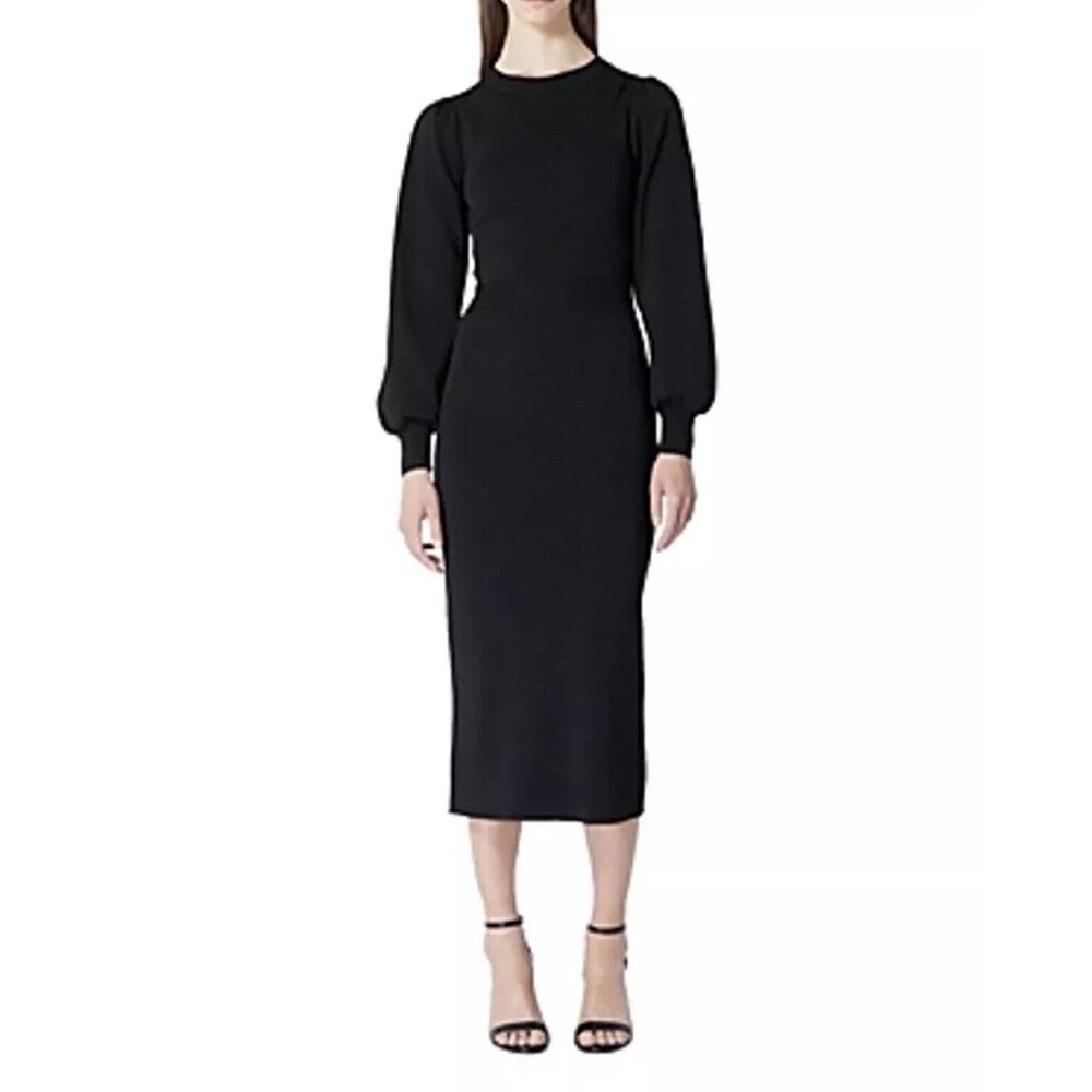 Evening Parisian The Kooples Paris Midi Knit Dress Mesh Black 2 M Luxury Wedding